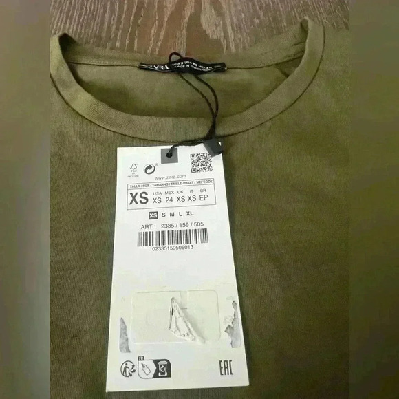 NWT Zara Olive green crop top size XS - Picture 4 of 4